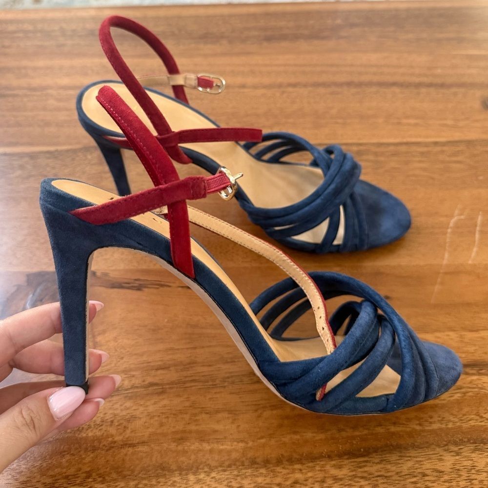 Joie Navy Blue Suede Strappy Heeled Sandals Size 38.5